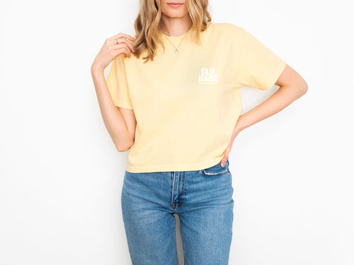 SLO Babe Boxy Womens Shirt: Lemon
